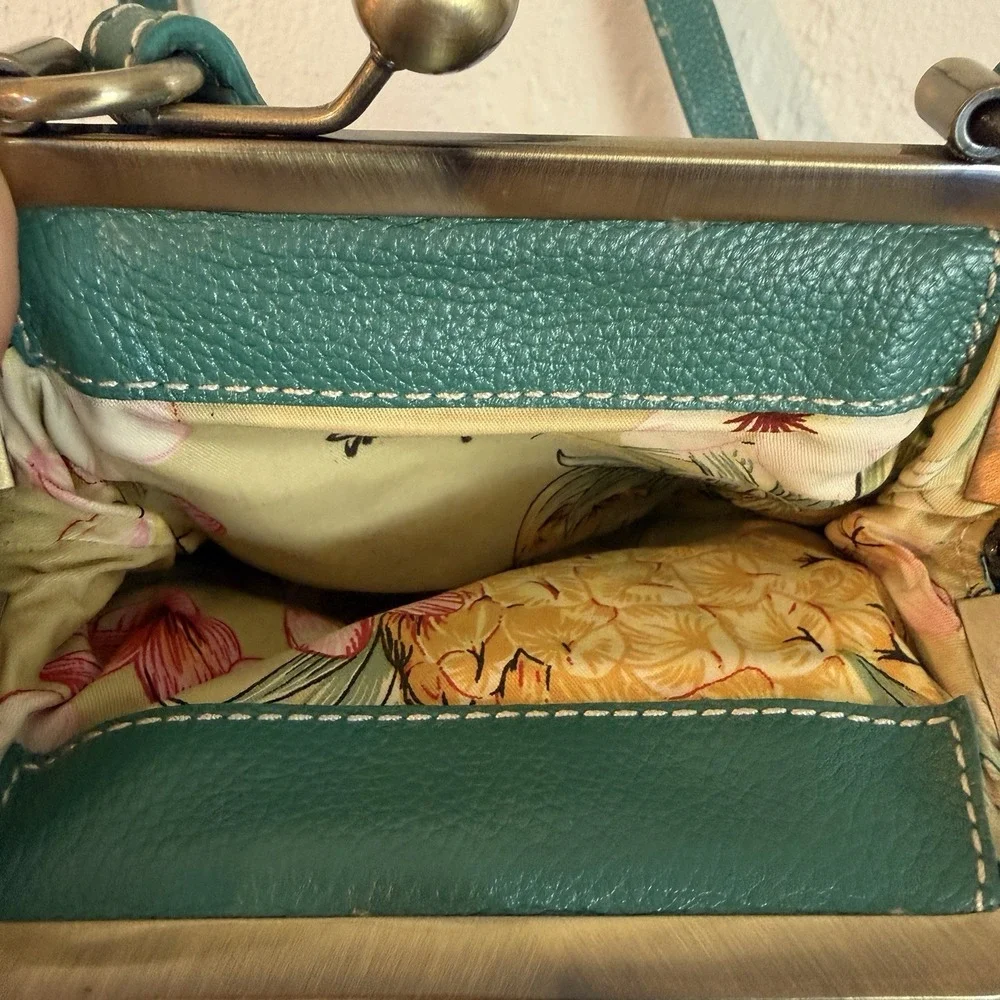 Tommy Bahama Turquoise Faux Leather Kisslock Crossbody Shoulder Bag SAMPLE NEW‎
